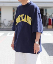 ビッグシルエット MINESOTA フロッキープリント / PORTLAND 発泡プリント カレッジロゴTシャツ【ILL'S】