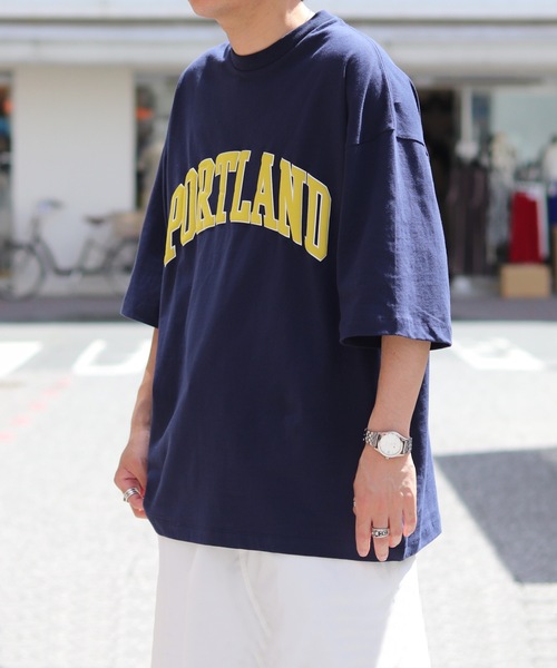 ILL'S(イルズ)の「ビッグシルエット MINESOTA フロッキープリント / PORTLAND 発泡プリント カレッジロゴTシャツ【ILL'S】(Tシャツ/カットソー・メンズ・ホワイト/チャコールグレー/ブラック/ネイビー/グリーン/ヘザーグレー/ホワイト×グリーン/杢グレー・M/L)」の8枚目の写真