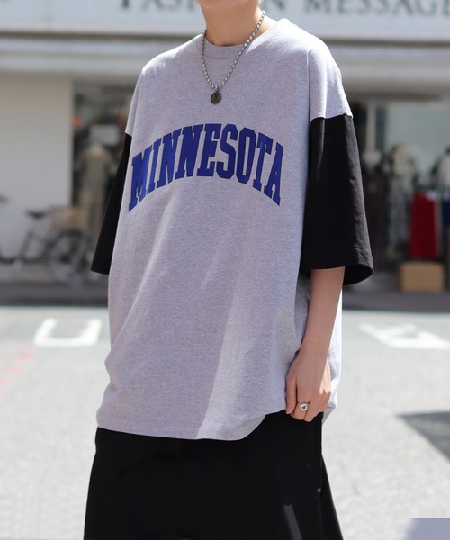 ILL'S(イルズ)の「ビッグシルエット MINESOTA フロッキープリント / PORTLAND 発泡プリント カレッジロゴTシャツ【ILL'S】(Tシャツ/カットソー・メンズ・ホワイト/チャコールグレー/ブラック/ネイビー/グリーン/ヘザーグレー/ホワイト×グリーン/杢グレー・M/L)」の6枚目の写真
