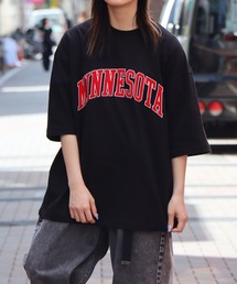 ビッグシルエット MINESOTA フロッキープリント / PORTLAND 発泡プリント カレッジロゴTシャツ【ILL'S】
