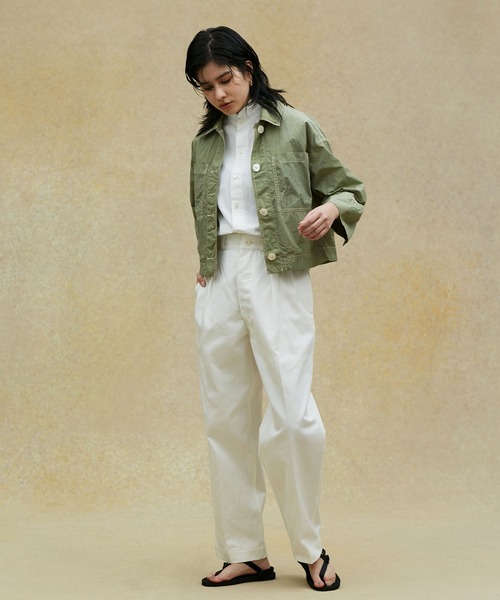 NANO universe（ナノユニバース）の「LB.02/ガーメントダイナイロンショートシャツジャケット（ナイロンジャケット・レディース・パープル/ライトカーキ・Ⅰ/Ⅱ）」の9枚目の写真