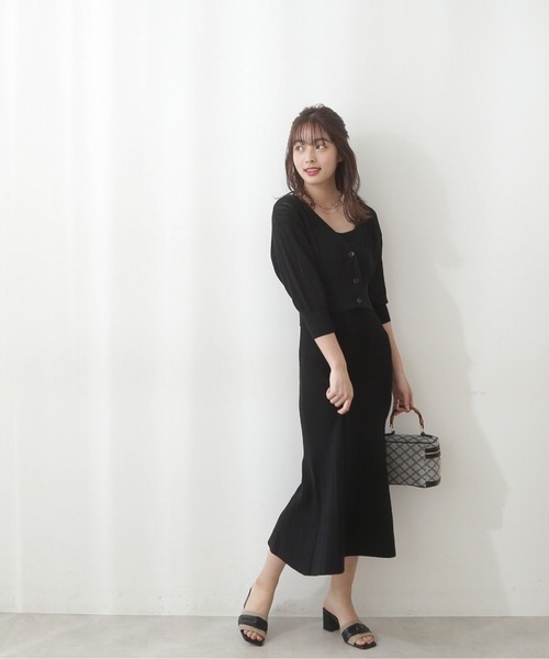 PROPORTION BODY DRESSING（プロポーションボディドレッシング）の「カーデ付きニットワンピース / 1212140409（ワンピース・レディース・ピンク/ブラック/ブルー・SMALL/MEDIUM）」の2枚目の写真