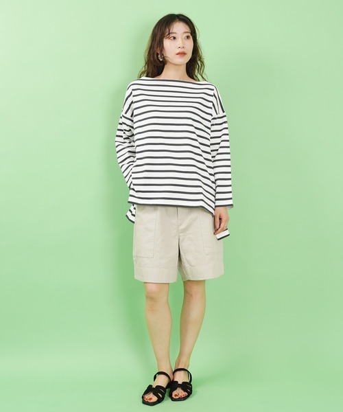 DANTON(ダントン)の「COTTON OX EASY SHORTS(チノパンツ・レディース・ブラック/ベージュ/オリーブ/ダークブルー/ピンク系その他/グレイッシュベージュ・38/36)」の9枚目の写真