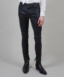 フェイクレザーコンシールファスナースリットレギンスパンツ