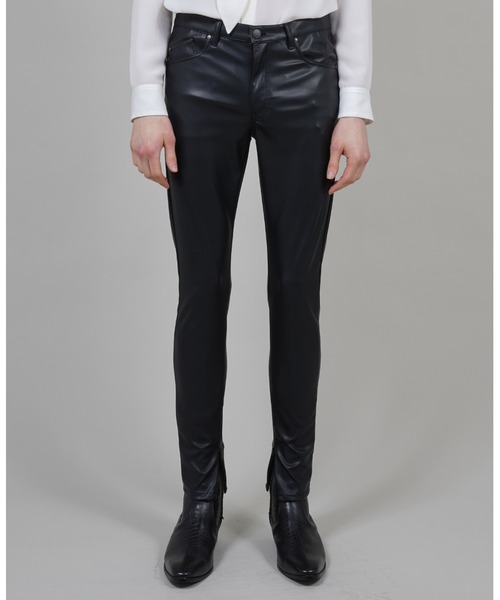 GalaabenD（ガラアーベント）の「フェイクレザーコンシールファスナースリットレギンスパンツ（その他パンツ・メンズ・ブラック・S/M/L）」の2枚目の写真