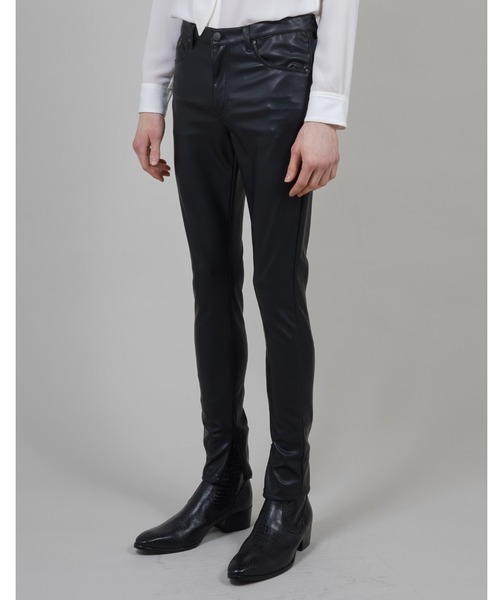 GalaabenD（ガラアーベント）の「フェイクレザーコンシールファスナースリットレギンスパンツ（その他パンツ・メンズ・ブラック・S/M/L）」の3枚目の写真