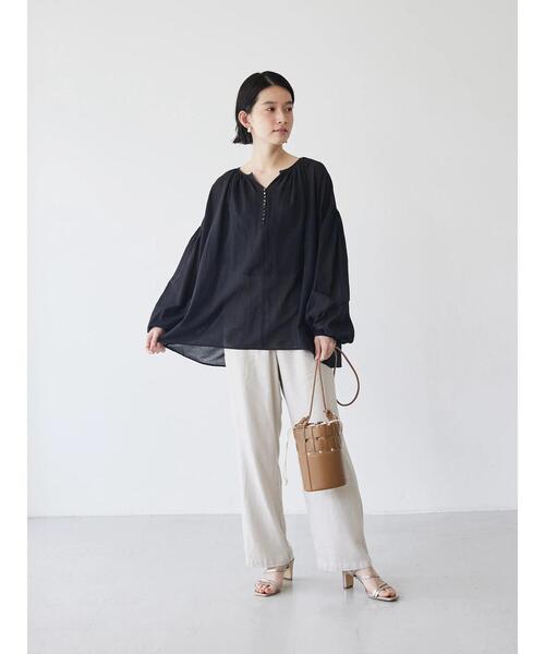 AMERICAN HOLIC（アメリカンホリック）の「ドロストリネンブレンドパンツ（その他パンツ・レディース・ベージュ/ブラウン/ブルー/ストライプ・S/M/L）」の22枚目の写真