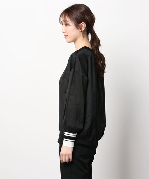 Munich（ミューニック）の「Munich(ミューニック) 布帛×ニットリブラウンドネックプルオーバー/MN221T75（Tシャツ/カットソー・レディース・ホワイト/ブラック・FREE）」の3枚目の写真