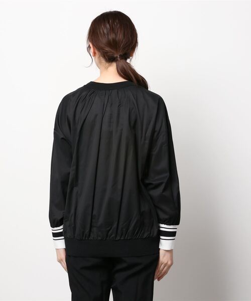 Munich（ミューニック）の「Munich(ミューニック) 布帛×ニットリブラウンドネックプルオーバー/MN221T75（Tシャツ/カットソー・レディース・ホワイト/ブラック・FREE）」の4枚目の写真