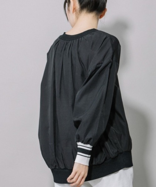Munich（ミューニック）の「Munich(ミューニック) 布帛×ニットリブラウンドネックプルオーバー/MN221T75（Tシャツ/カットソー・レディース・ホワイト/ブラック・FREE）」の10枚目の写真