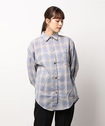 【leune】オーバーサイズ ドロップショルダー チェックネルシャツ