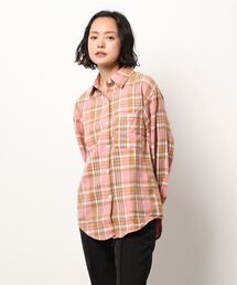 【leune】オーバーサイズ ドロップショルダー チェックネルシャツ