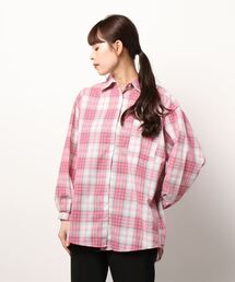 【leune】オーバーサイズ ドロップショルダー チェックネルシャツ