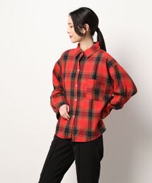 【leune】オーバーサイズ ドロップショルダー チェックネルシャツ