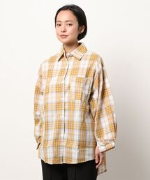 【leune】オーバーサイズ ドロップショルダー チェックネルシャツ