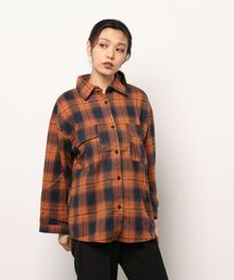 【leune】オーバーサイズ ドロップショルダー チェックネルシャツ