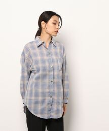 【leune】オーバーサイズ ドロップショルダー チェックネルシャツ