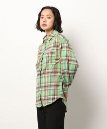 【leune】オーバーサイズ ドロップショルダー チェックネルシャツ