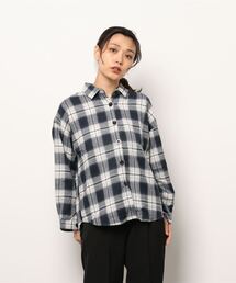 【leune】オーバーサイズ ドロップショルダー チェックネルシャツ