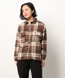 【leune】オーバーサイズ ドロップショルダー チェックネルシャツ