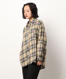 【leune】オーバーサイズ ドロップショルダー チェックネルシャツ