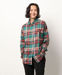 【leune】オーバーサイズ ドロップショルダー チェックネルシャツ