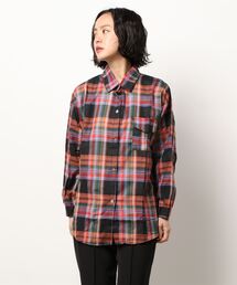 【leune】オーバーサイズ ドロップショルダー チェックネルシャツ