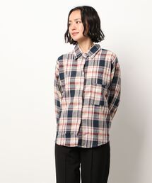 【leune】オーバーサイズ ドロップショルダー チェックネルシャツ