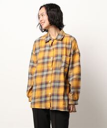 【leune】オーバーサイズ ドロップショルダー チェックネルシャツ