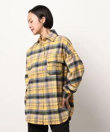 【leune】オーバーサイズ ドロップショルダー チェックネルシャツ