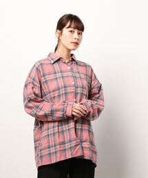 【leune】オーバーサイズ ドロップショルダー チェックネルシャツ