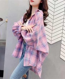 【leune】オーバーサイズ ドロップショルダー チェックネルシャツ