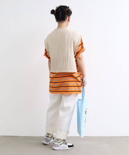 AMBIDEX(アンビデックス)の「透かし編みショートリボンベスト(ベスト・レディース・レッド/ネイビー/キナリ・FREE)」の20枚目の写真