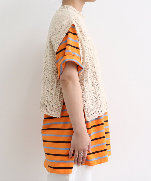 AMBIDEX(アンビデックス)の「透かし編みショートリボンベスト(ベスト・レディース・レッド/ネイビー/キナリ・FREE)」の21枚目の写真