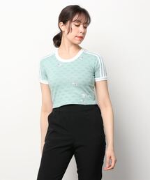 【海外限定】adidas アディダス レオパード クロップド丈Tシャツ adidas originals▽レオパード柄 クロップドシャツ