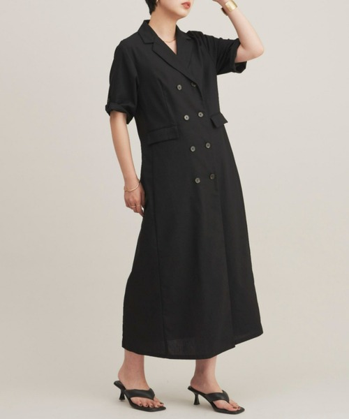 Aunt Marie's(アントマリーズ)の「リネンブレンドハーフスリーブロングワンピース / ジャケット(ワンピース・レディース・ブラック/ナチュラル・FREE)」の13枚目の写真