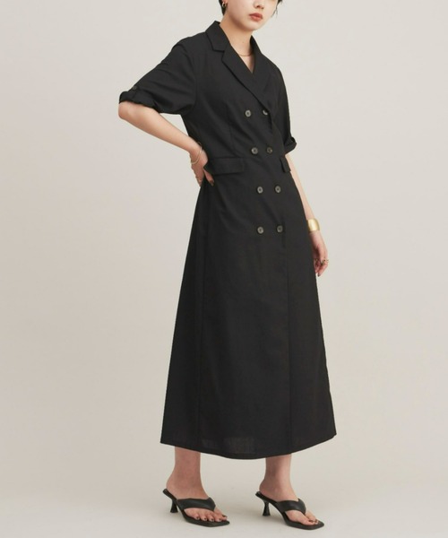 Aunt Marie's(アントマリーズ)の「リネンブレンドハーフスリーブロングワンピース / ジャケット(ワンピース・レディース・ブラック/ナチュラル・FREE)」の17枚目の写真