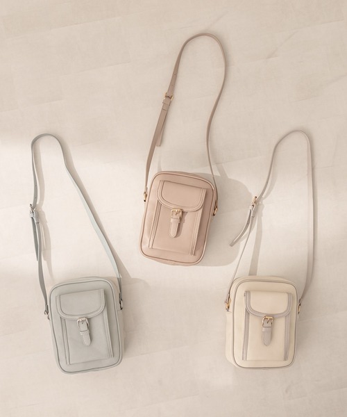 OLIVE des OLIVE（オリーブデオリーブ）の「タテ長ショルダー（ショルダーバッグ・レディース・ベージュ/オフホワイト/サックスブルー・FREE）」の4枚目の写真