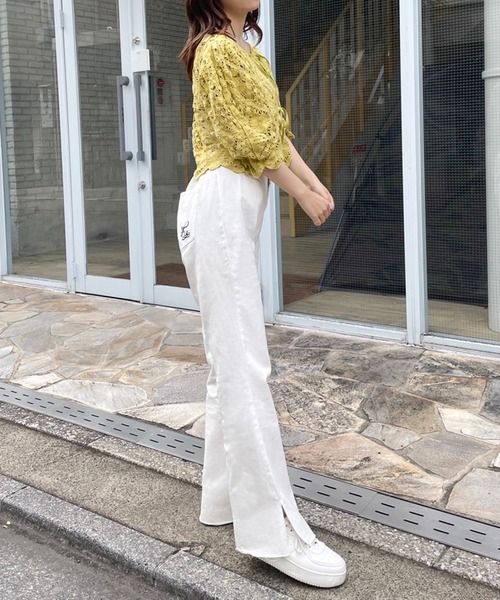 one after another NICE CLAUP（ワンアフターアナザーナイスクラップ）の「かぎ針レースTOPS（Tシャツ/カットソー・レディース・ブラック/アイボリー/マスタード・FREE）」の13枚目の写真