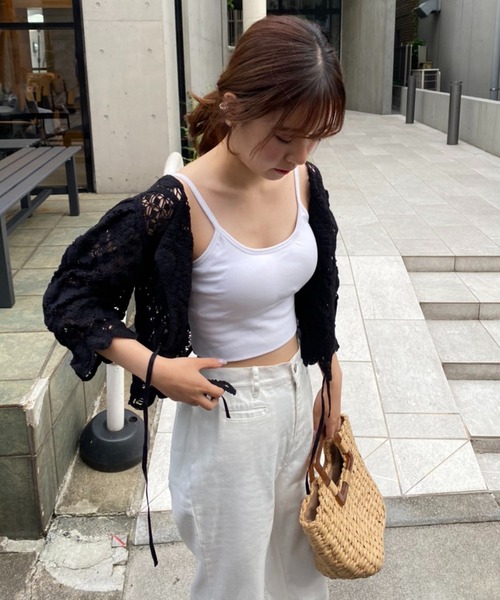 one after another NICE CLAUP（ワンアフターアナザーナイスクラップ）の「かぎ針レースTOPS（Tシャツ/カットソー・レディース・ブラック/アイボリー/マスタード・FREE）」の20枚目の写真