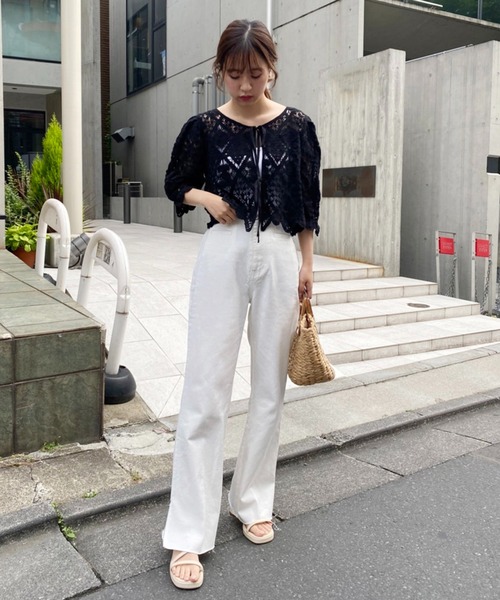 one after another NICE CLAUP（ワンアフターアナザーナイスクラップ）の「かぎ針レースTOPS（Tシャツ/カットソー・レディース・ブラック/アイボリー/マスタード・FREE）」の19枚目の写真