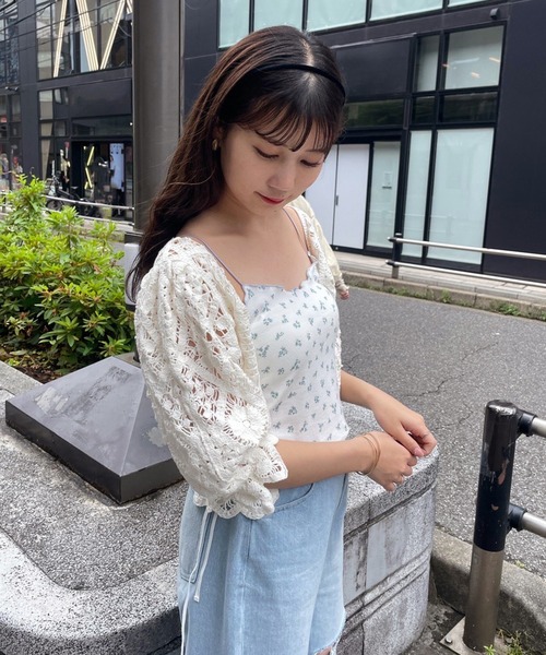 one after another NICE CLAUP（ワンアフターアナザーナイスクラップ）の「かぎ針レースTOPS（Tシャツ/カットソー・レディース・ブラック/アイボリー/マスタード・FREE）」の7枚目の写真