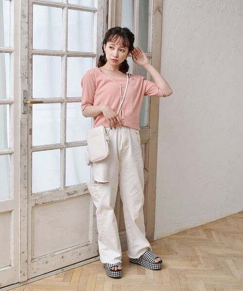 ems excite（エムズエキサイト）の「ダメージデニムPT（その他パンツ・レディース・ライトグレー/オフホワイト/ブルー系その他5/ライトブルー・FREE）」の6枚目の写真