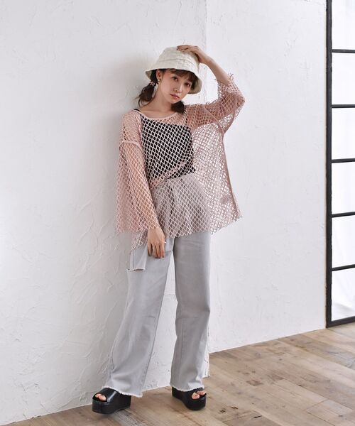 ems excite（エムズエキサイト）の「ダメージデニムPT（その他パンツ・レディース・ライトグレー/オフホワイト/ブルー系その他5/ライトブルー・FREE）」の14枚目の写真