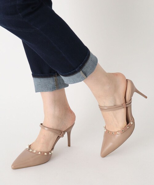 ESPERANZA(エスペランサ)の「◆2WAYストラップスタッズヒールミュール(パンプス・レディース・ブラウン系/ブラック/グリーン/ピンクベージュ・LL/S/M/L)」の4枚目の写真