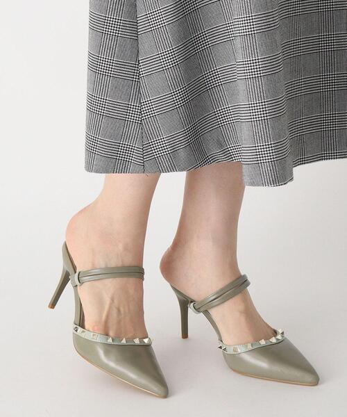 ESPERANZA(エスペランサ)の「◆2WAYストラップスタッズヒールミュール(パンプス・レディース・ブラウン系/ブラック/グリーン/ピンクベージュ・LL/S/M/L)」の3枚目の写真