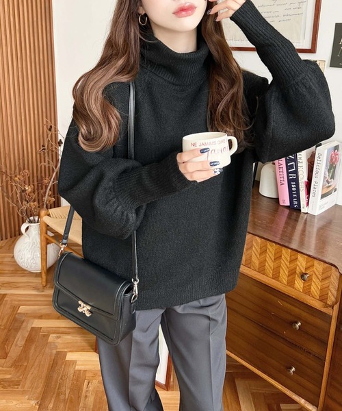 セール】ハイネックモチモチニットプルオーバー（ニット/セーター