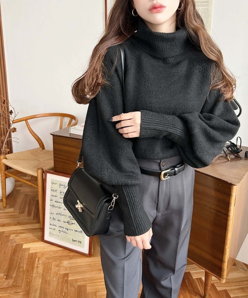 セール】ハイネックモチモチニットプルオーバー（ニット/セーター