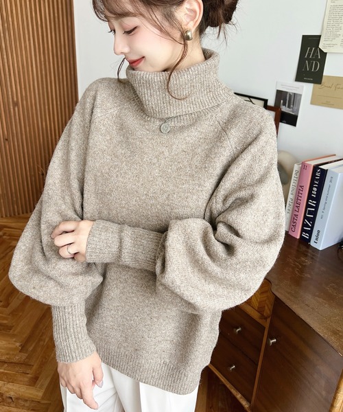 セール】ハイネックモチモチニットプルオーバー（ニット/セーター
