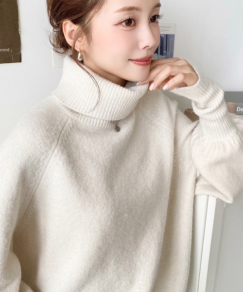 新品】プリスティン クールネックもち麦プルオーバーレディースニット